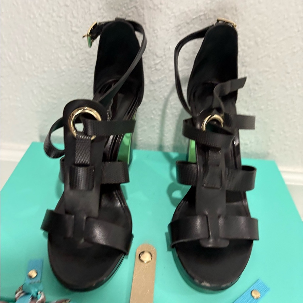 White House Black Market Black Heels with Sturdy Strap